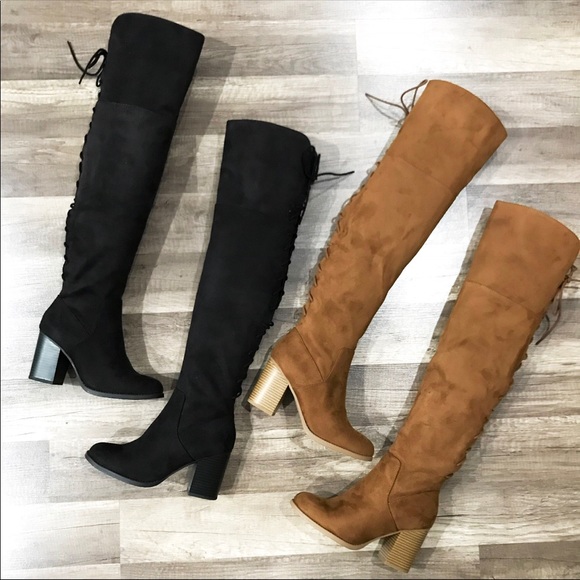 chestnut thigh high boots